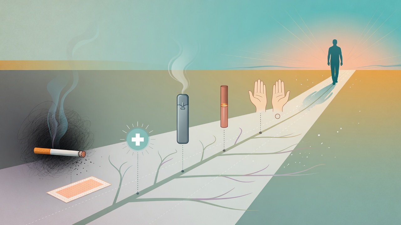 Smoking cessation pathway: evidence hierarchy from harm reduction to complete cessation